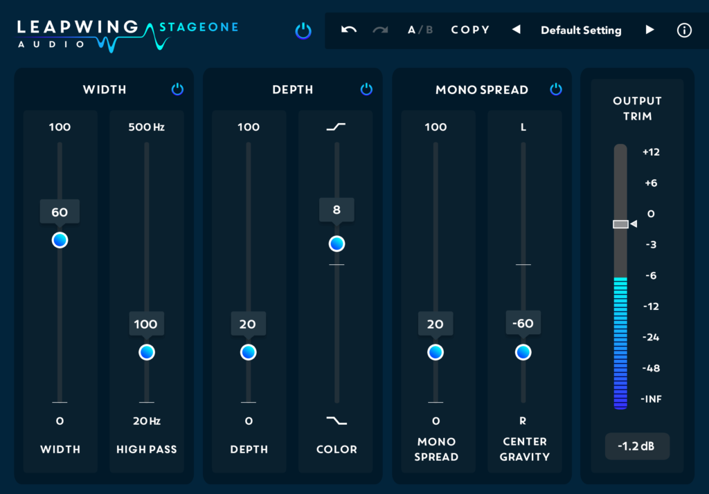Leapwing Audio’s StageOne stereo widening plugin on sale at 20% OFF