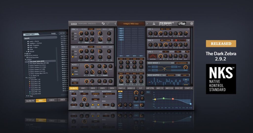 u-he updates Zebra2, The Dark Zebra, and Zebralette to v2.9.2, CVilization introduced