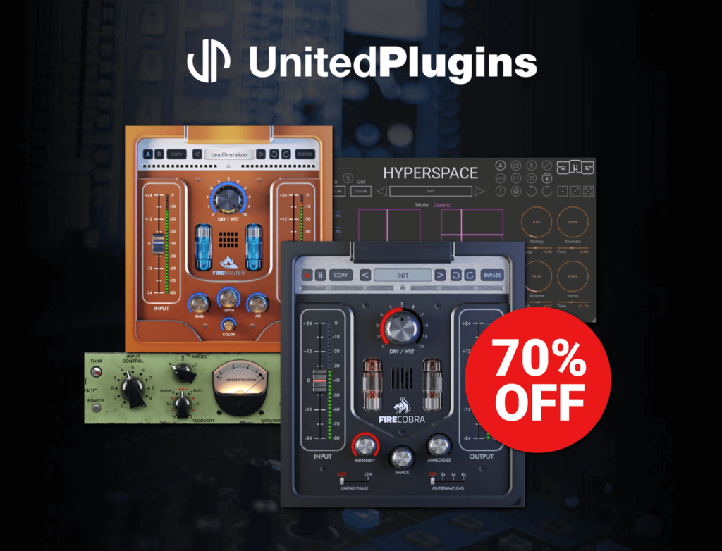 Save up to 70% on United Plugins reverb, compressor and multi-fx plugins