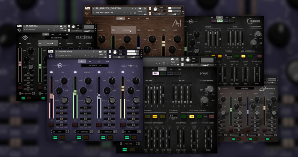 Bundle of 6 Kontakt instrument libraries by Rigid Audio on sale for $9 USD
