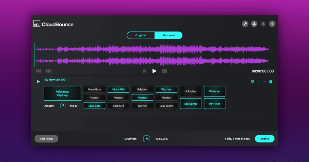 CloudBounce Lifetime Plan automated mastering on sale for $99 USD