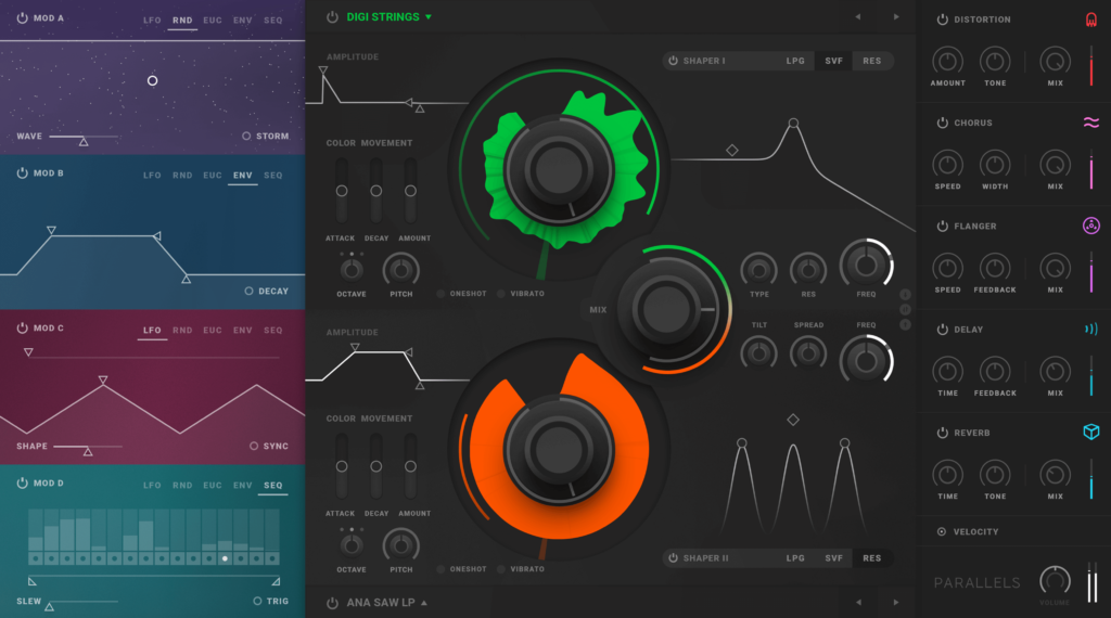 Parallels creative synthesizer plugin by Softube on sale for $79 USD