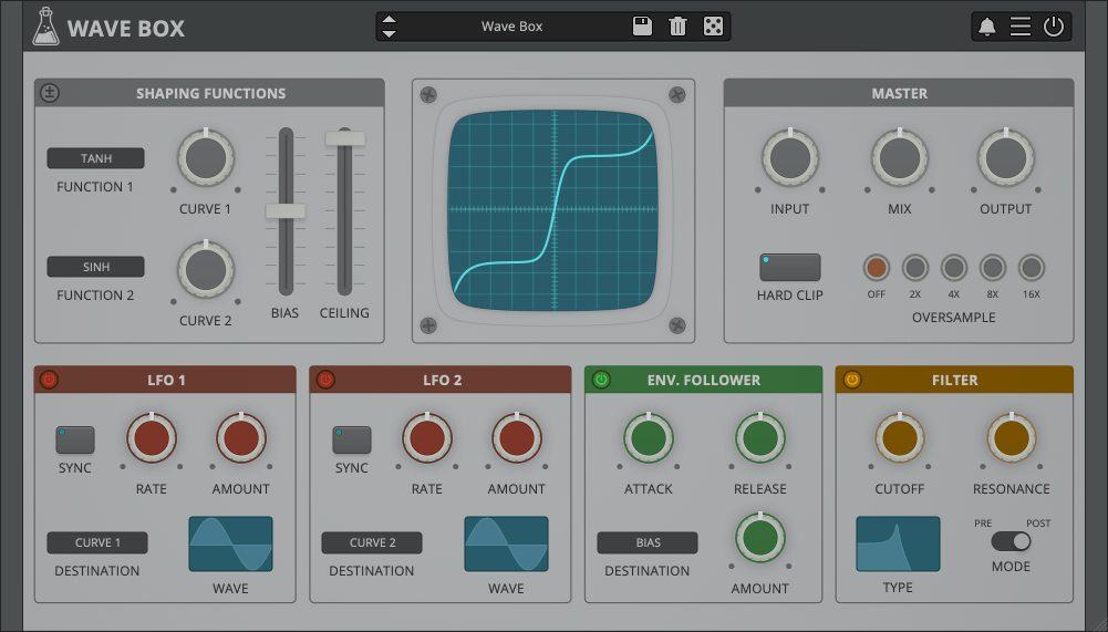 Wave Box dual waveshaper plugin by AudioThing on sale at 70% OFF