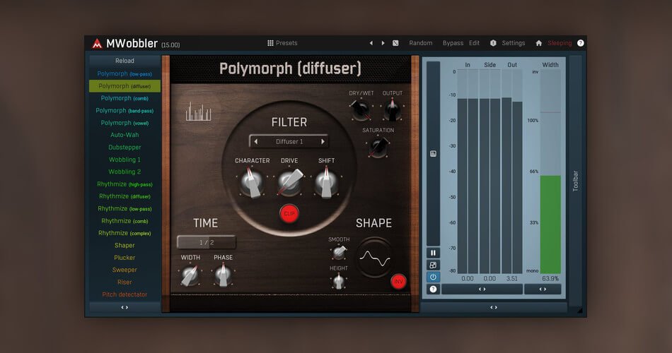 Save 50% on MWobbler creative distorting filter plugin by Meldaproduction