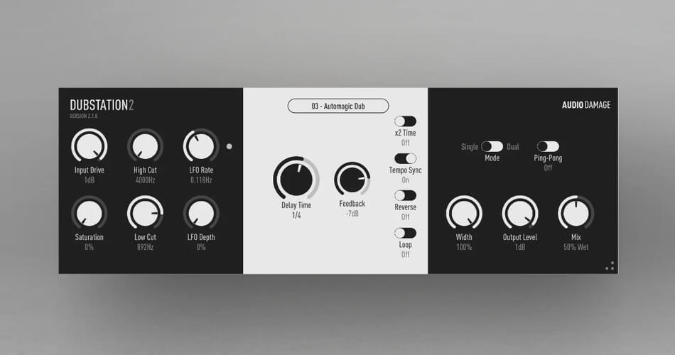Dubstation 2 delay plugin by Audio Damage on sale for $9 USD
