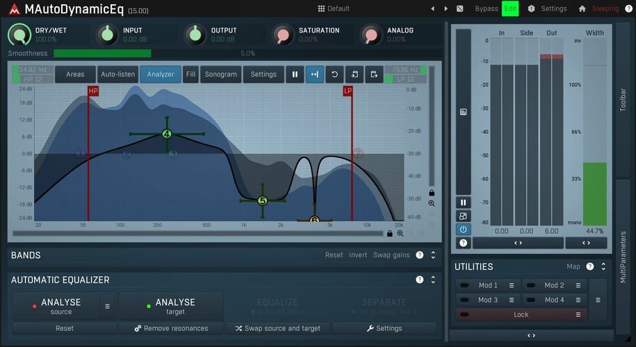 Save 50% on MAutoDynamicEQ parametric equalizer plugin by Meldaproduction