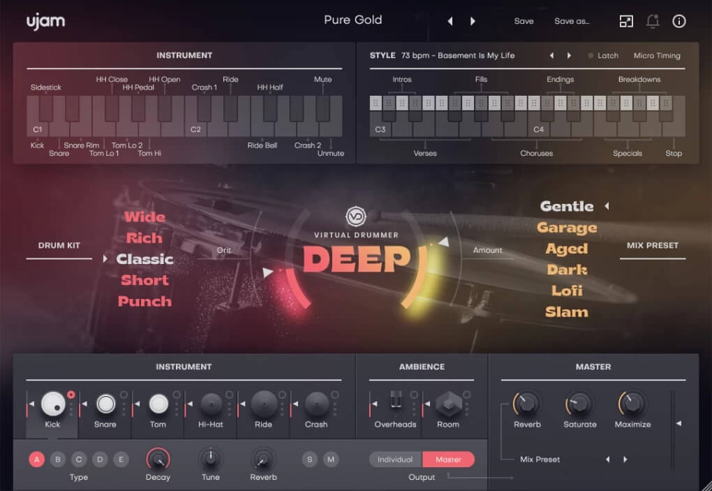 Save 40% on Virtual Drummer DEEP drum instrument by UJAM