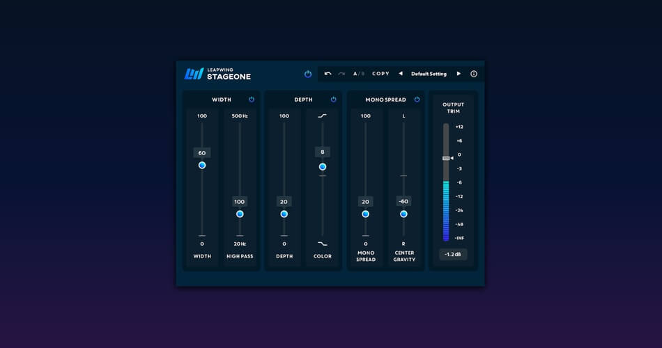 Leapwing Audio’s StageOne stereo widening plugin on sale at 40% OFF