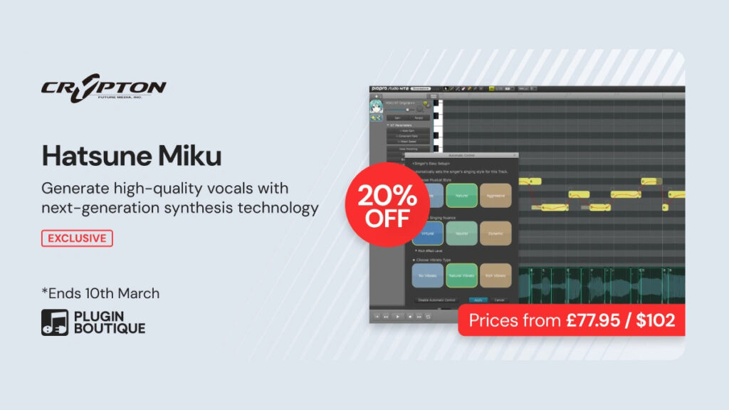 Save 20% on Hatsune Miku V4X & NT vocal generation software