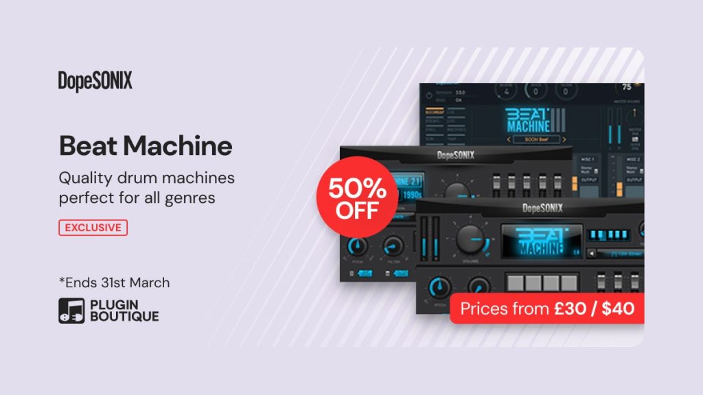 Save 50% on Beat Machine series drum kits by DopeSONIX