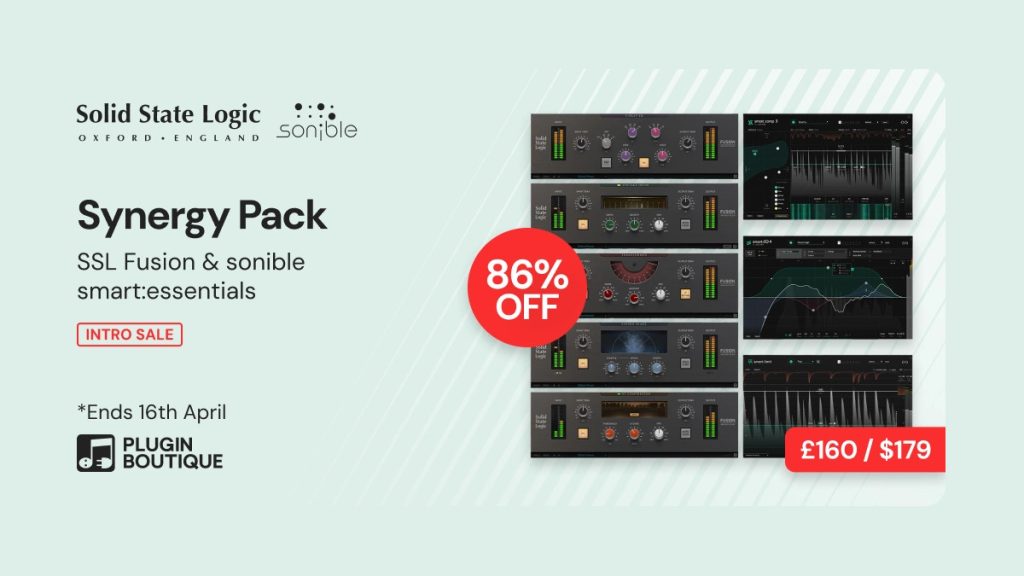 SSL x sonible Synergy Bundle: 8 plugins on sale for $179 USD
