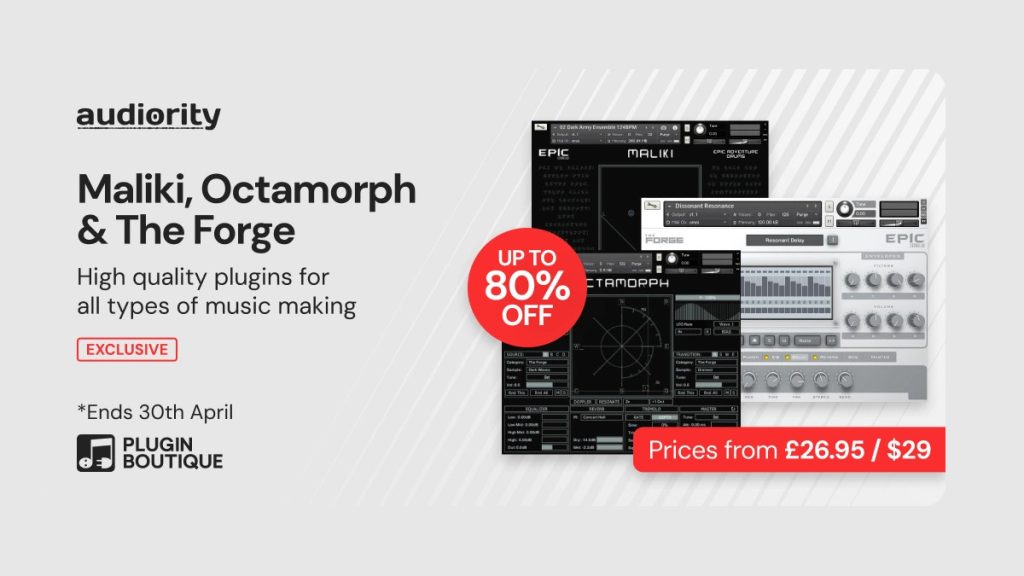 Save up to 80% on Audiority’s The Forge, Maliki & Octamorph FE cinematic instruments